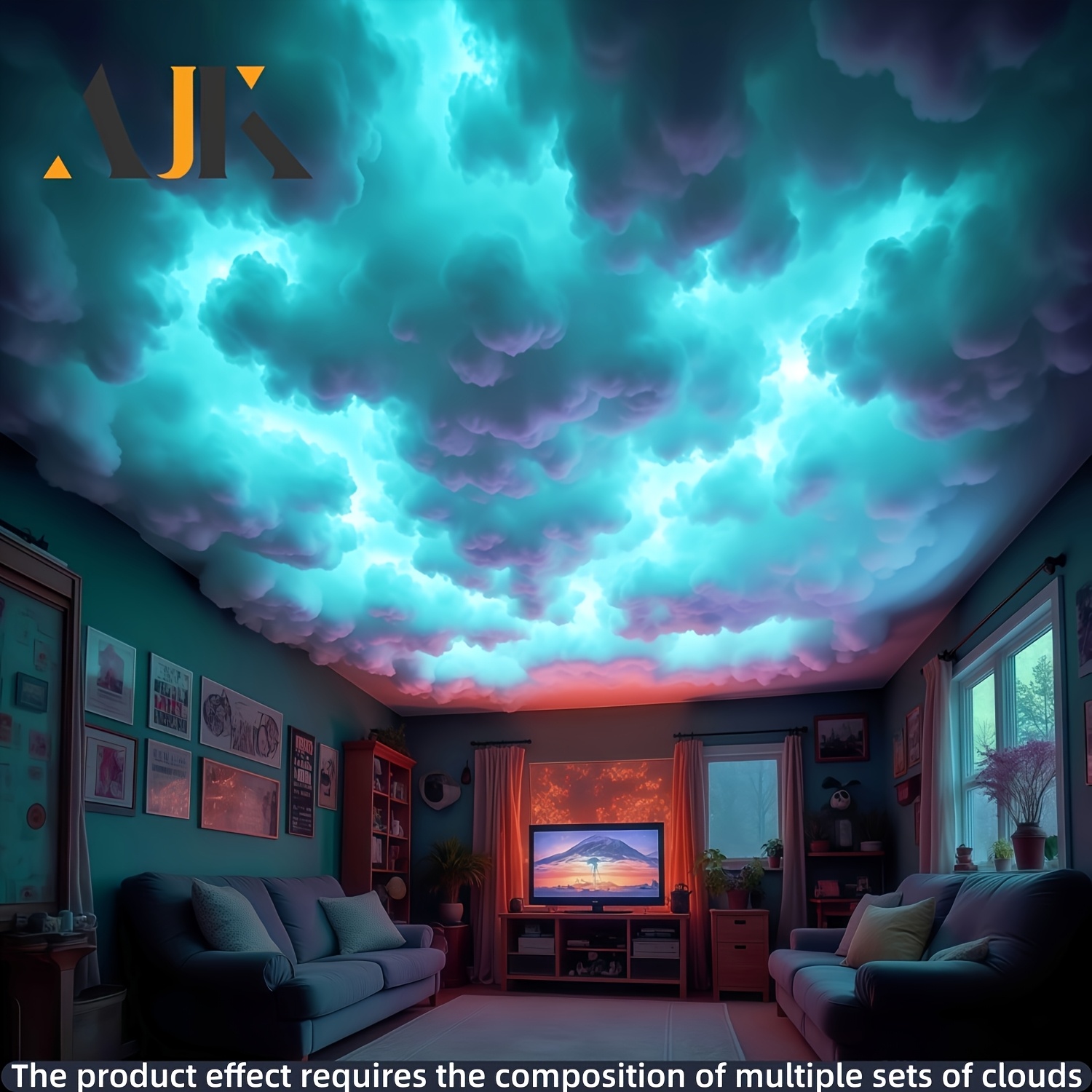 3D Lightning Cloud LED Light with Music Synchronization