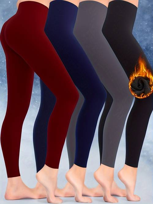 4 pack winter thermal fleece lined leggings women high waisted tummy control warm winter yoga workout thick pants