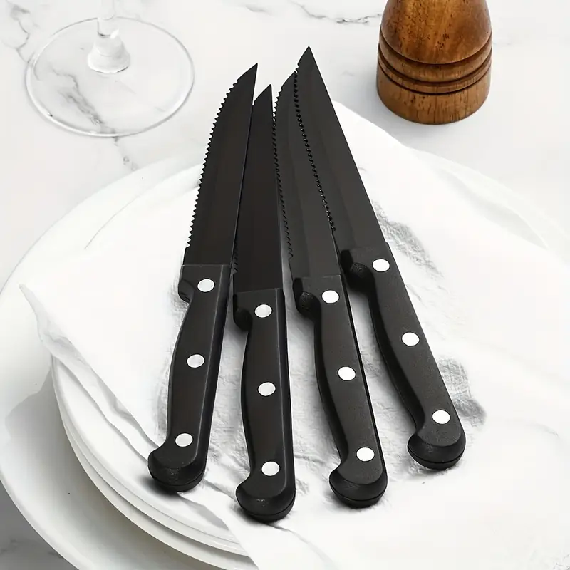 2 4 6 8 12pcs stainless steel cutlery set forks and steak knives suitable for halloween mardi gras easter thanksgiving christmas and other holiday occasions dishwasher safe Product details 0
