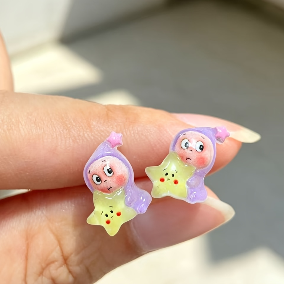 Women's Mini Cute Purple Star-shaped Earrings