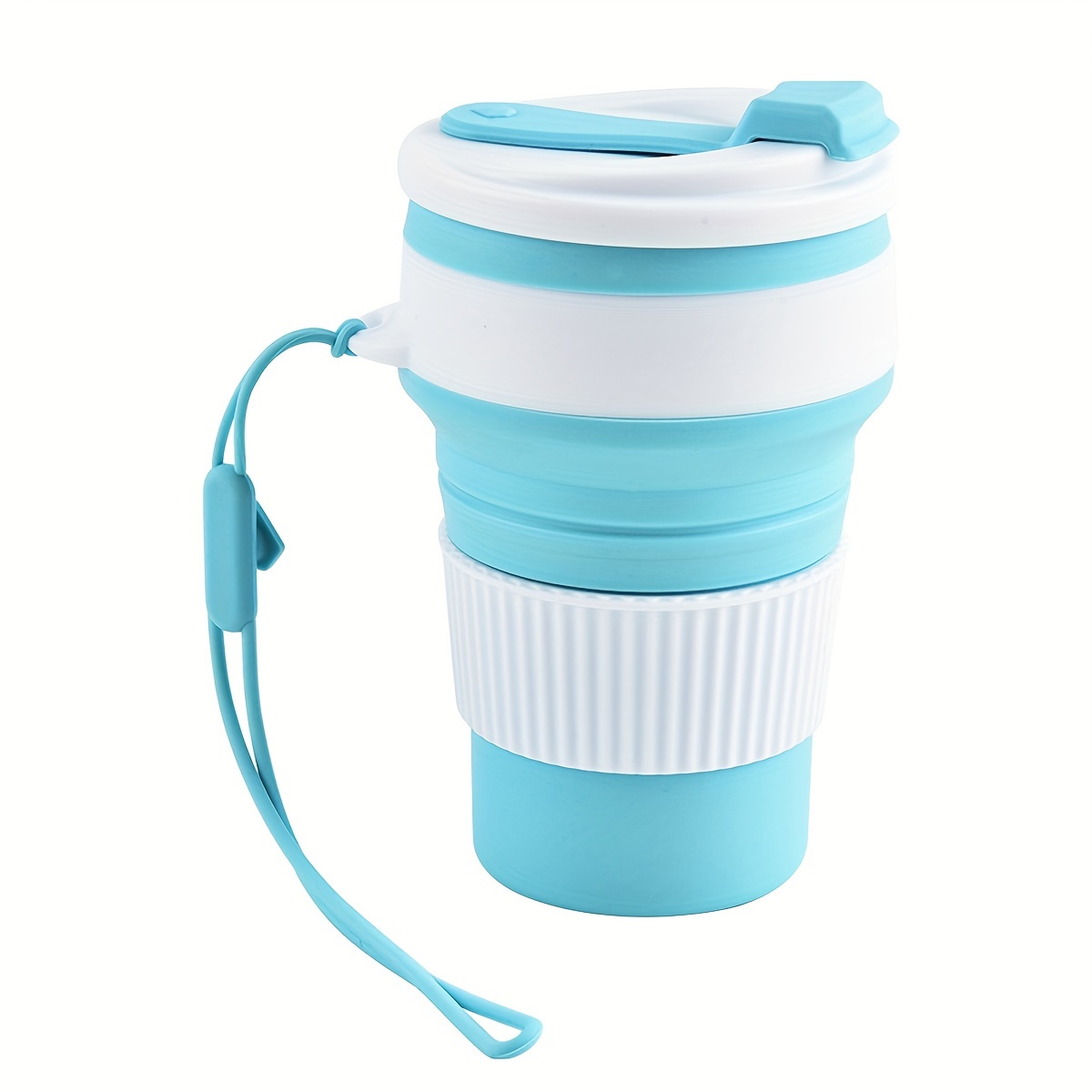 Image of Silicone Collapsible Travel Cup, Reusable Food Grade Folding Mug With Lids, Expandable Retractable Drinking Set, Portable, Pocket Size For Outdoor Camping Travel And Hiking