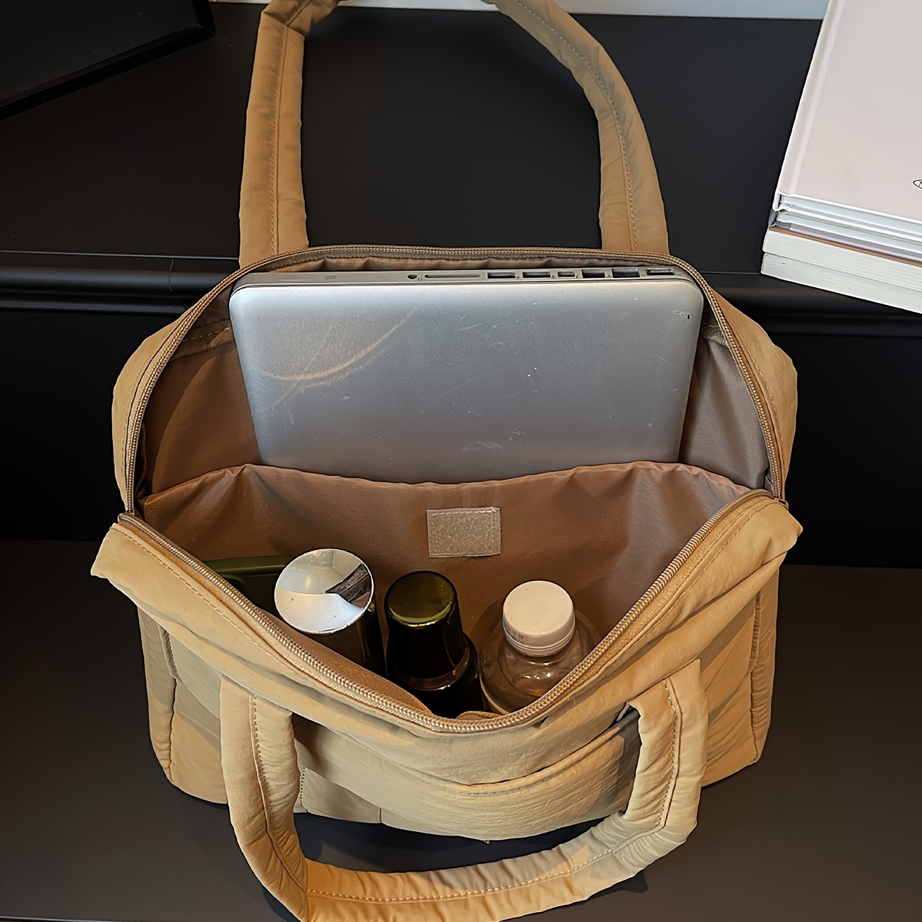 Laptop Tragetasche Für Damen Gesteppte Schultertasche Groß_voghion.com