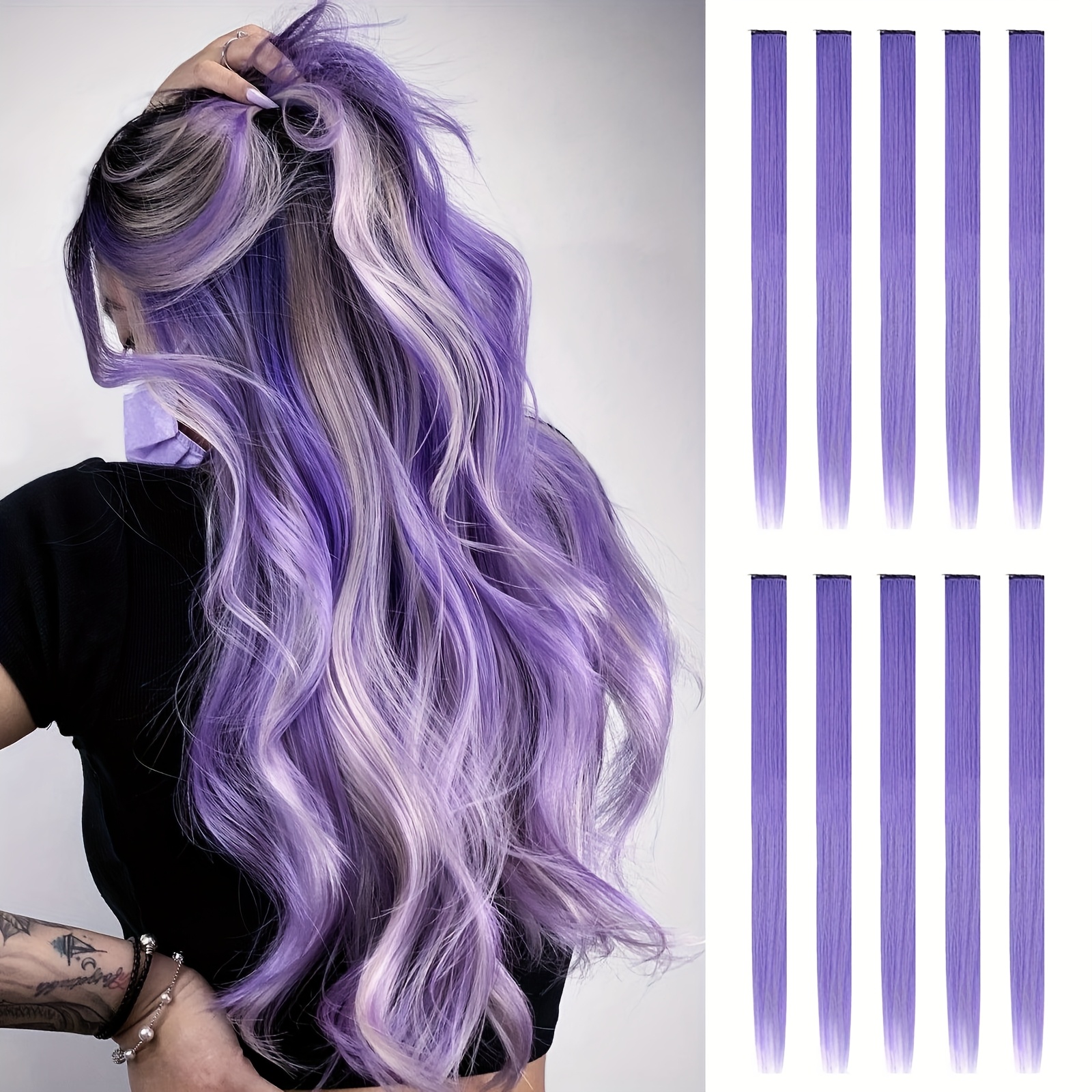 TEMU 16pcs Feshfen Clip In Hair Extensions 8 Hues ( Blonde,,,,,,) - Clip-in Highlights & Lowlight Extensions For Women, 22 Inch Straight Hair Pieces