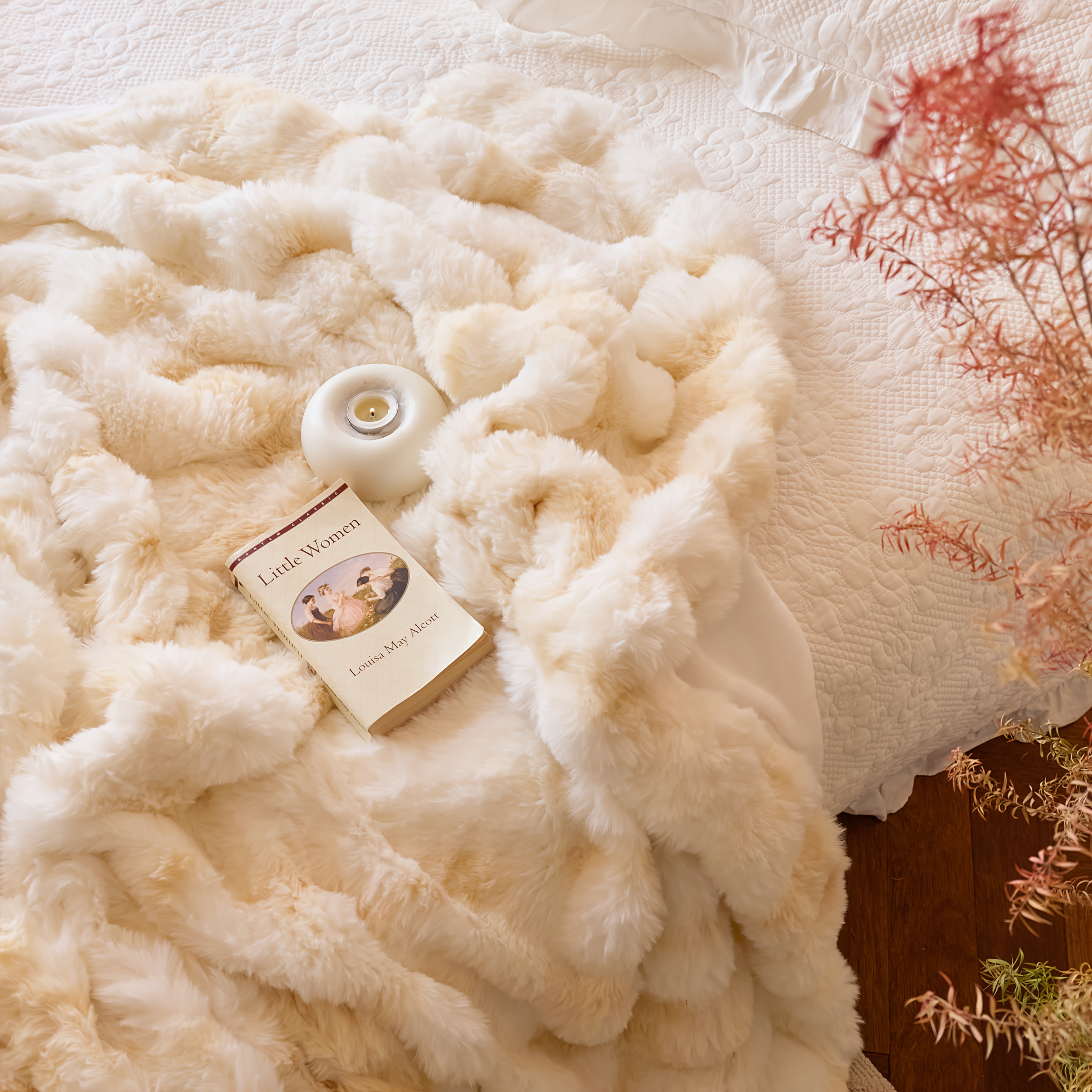 TEMU 1pc Rabbit Fleece Blanket - Soft, Warm, Throw For Bedroom, , Living Room, Student Dormitory, Car, Sofa, And Travel - Perfect For With Its Plush,