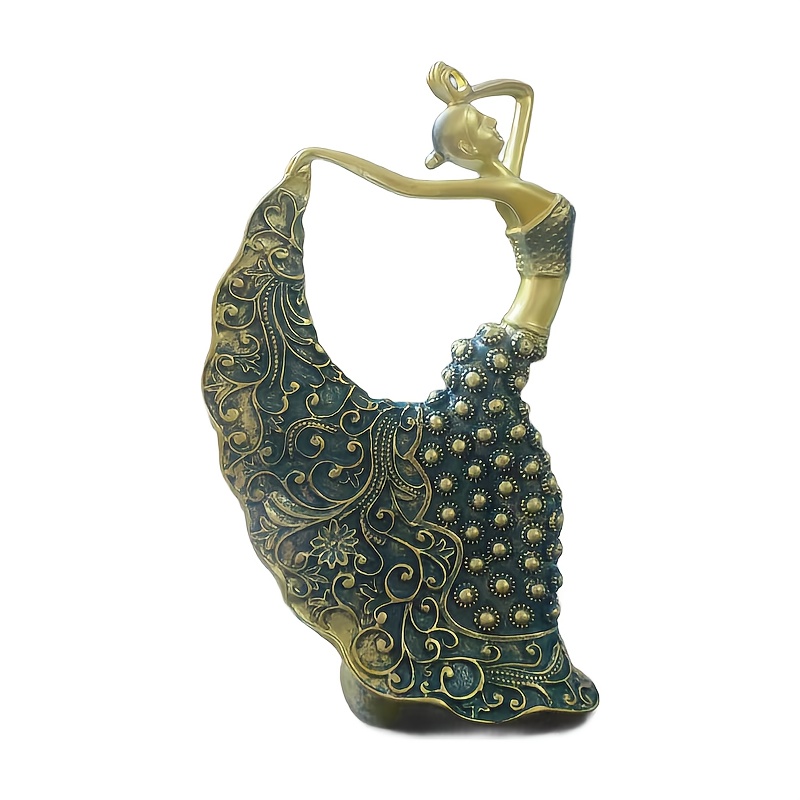 E-shop Moderne Skulptur Kunst Licht Luxusstil Kreativer Pfau Tanzendes Mädchen Statue Ornament Nordischer Stil Harz Handwerk Desktop Dekoration