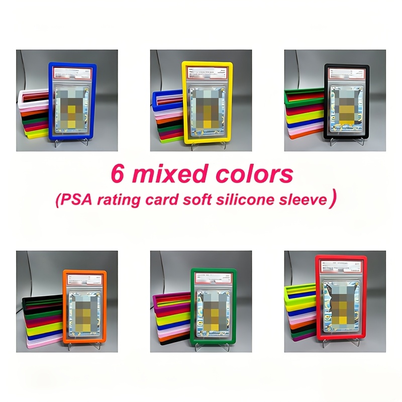 TEMU 6-pack Mixed Color For Psa Card Sleeves - Silicone, Durable Protection For Trading Cards & Graded Slabs