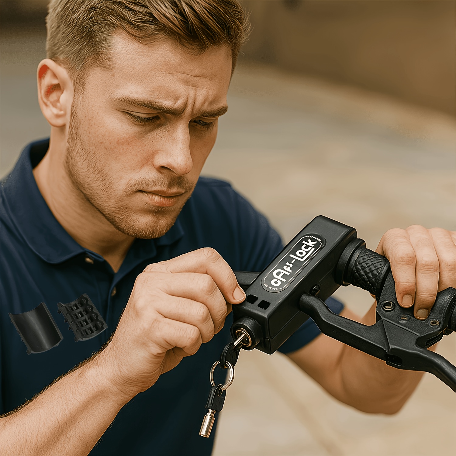 Anti-theft Handlebar Lock Set With 2 Keys, Motorcycle Lock With Combination - Anti-theft Abs Throttle Lock, Keyless System For Motorcycles, Atvs, Scooters, Dirt Bikes, And Remove, Without Battery