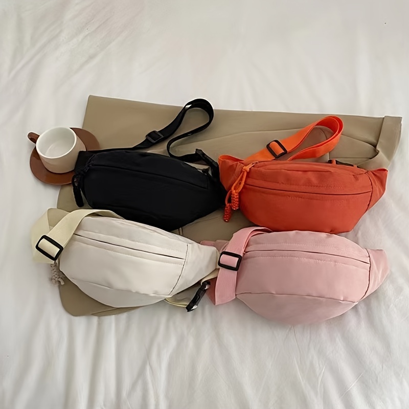 

Chic & Lightweight Oxford Fabric Crossbody Bag - Adjustable Strap, Zip Closure, Solid Sling For Women