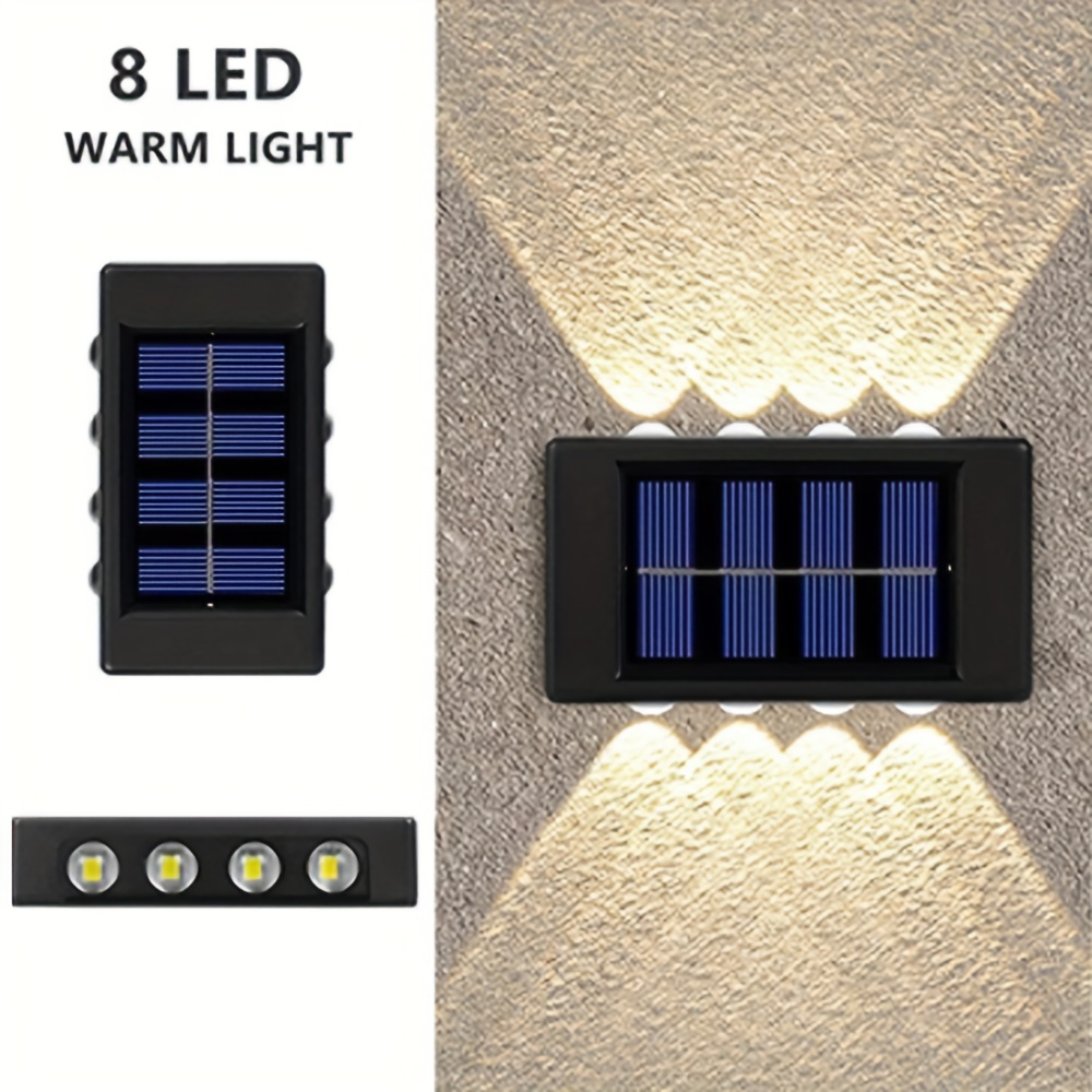 TEMU 6 pezzi, Luci da parete solari a specchio con 8 LED, Illuminazione per esterni, Luci decorative da parete per esterni, Luci LED da paesaggio per