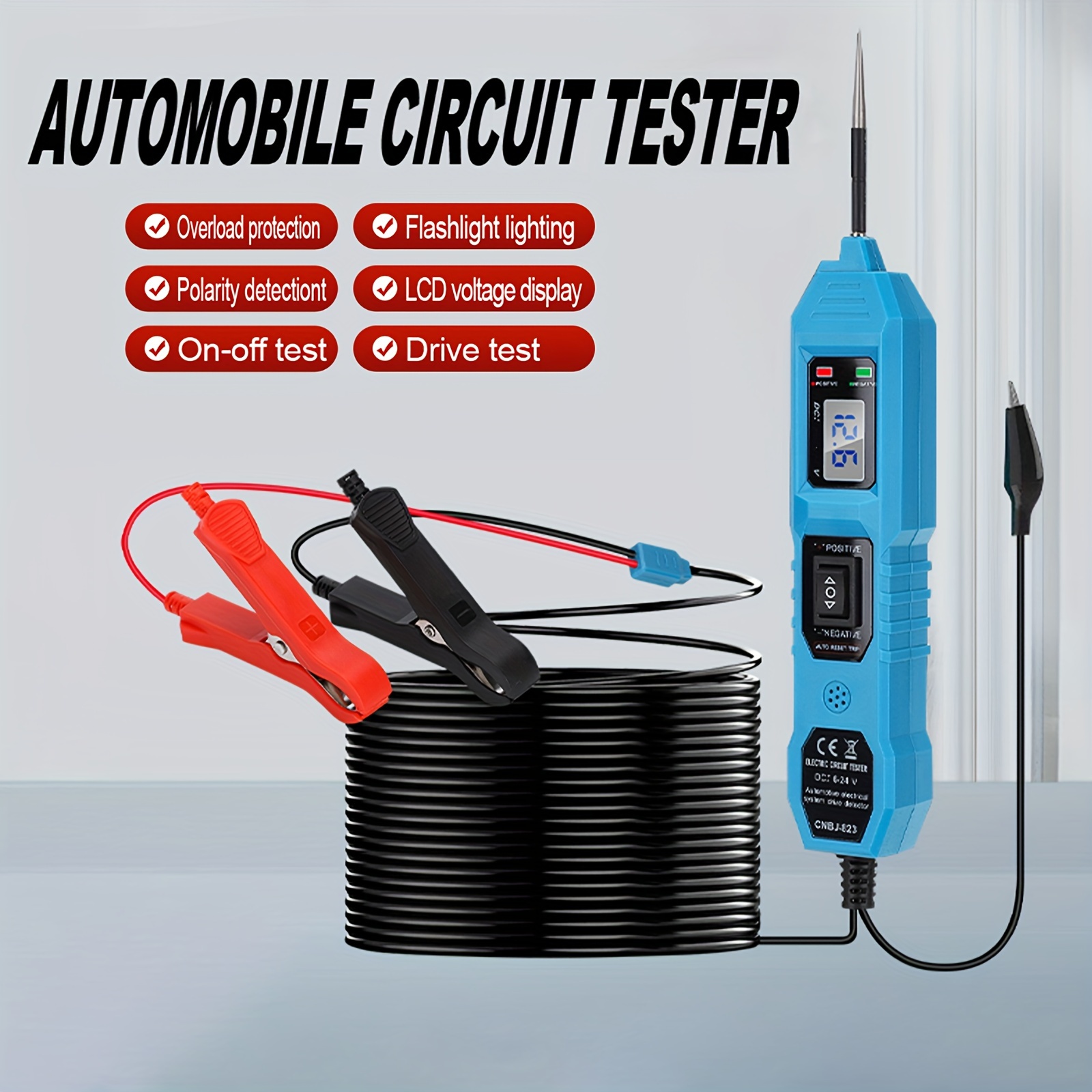 Testeur De Circuit LED Numérique Pour Lampe De Test Automobile, 3-60 V ,  Outil De Test Électrique Automatique Avec Voltmètre Et Sonde Pour Vérifier  Les Fusibles Et La Tension De La Batterie