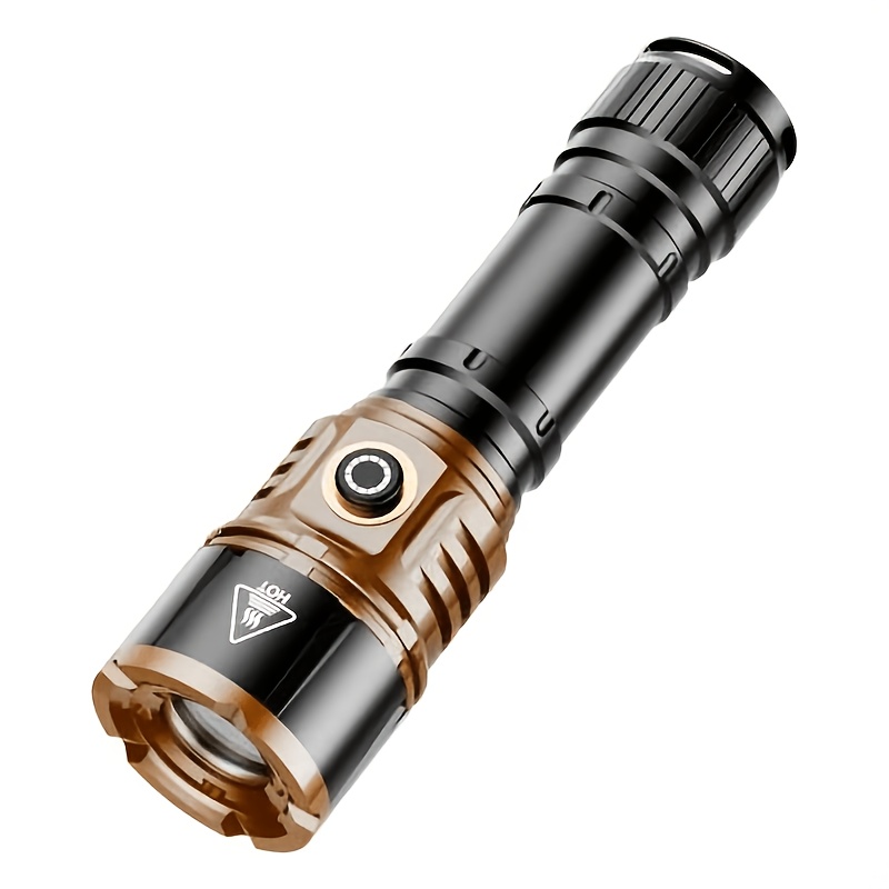 TEMU Led Ignitable Aluminum Alloy Flashlight, Telescopic Focus Ignition Lens, Portable And Compact, , Rechargeable Tactical Adjustable Beam, Super