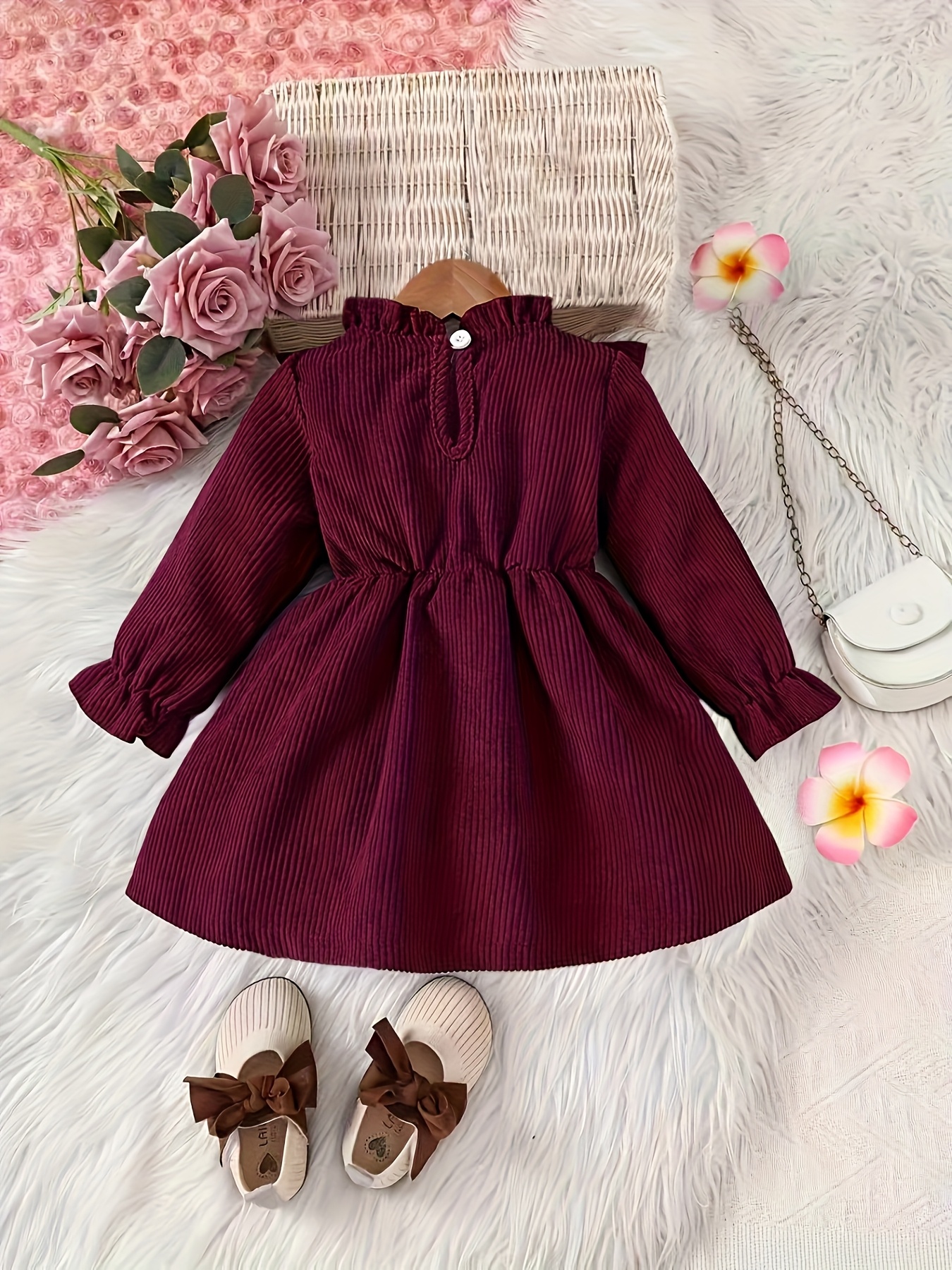 Baby Girl'S Spring And Autumn Casual Corduroy Dress