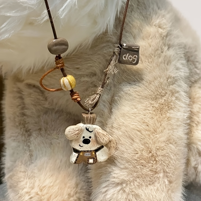 Women's Bohemian Braided Dog Necklace, Layered Design