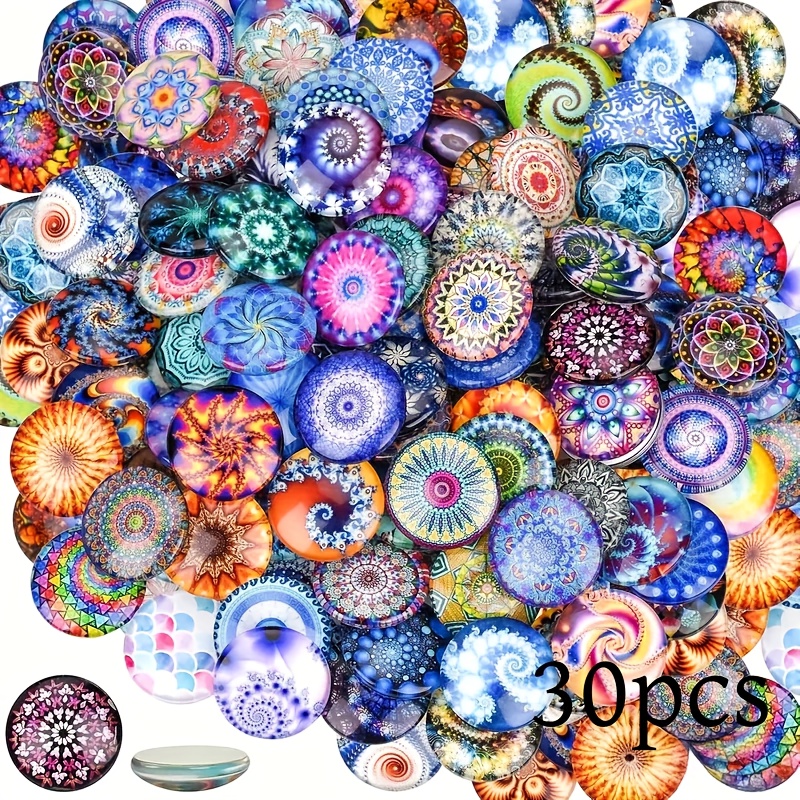 TEMU 30pcs Of Glass Stones - 25mm Round Glass Stickers, For Jewelry Making, Shoe And Bag Decorations, Christmas/valentine's Day/thanksgiving Crafts,