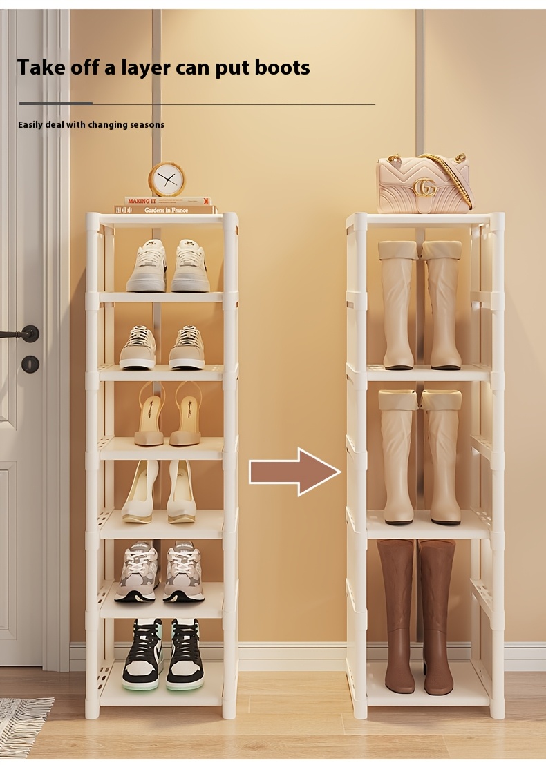 vertical narrow high shoe rack suitable for front door entrance 7 layer sturdy metal shoe rack storage rack suitable for closet entrance 4 7 pairs of shoes and boots storage rack space saving stackable shoe rack details 4