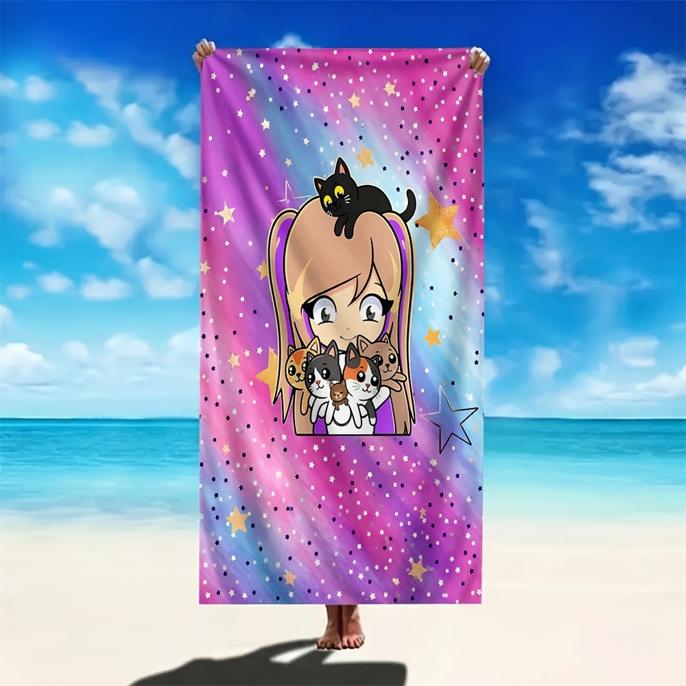 TEMU 1 toalla de playa con estampado de Lyna Vallejos, de tela de vestir, diseñada de forma elegante con una forma creativa e impresionada, para
