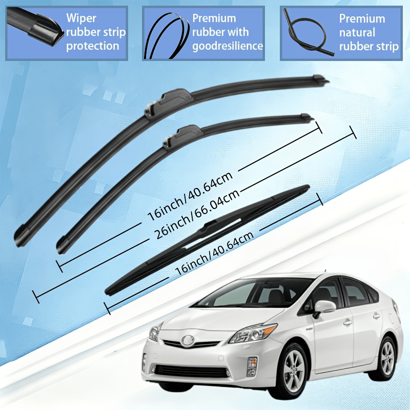 TEMU 3pcs Fit For Prius Xw20 Xw30 2003-2015 Windshield Wiper Blades, Size 26+16+16, High-quality Replacement Auto Wiper Blades, High-performance