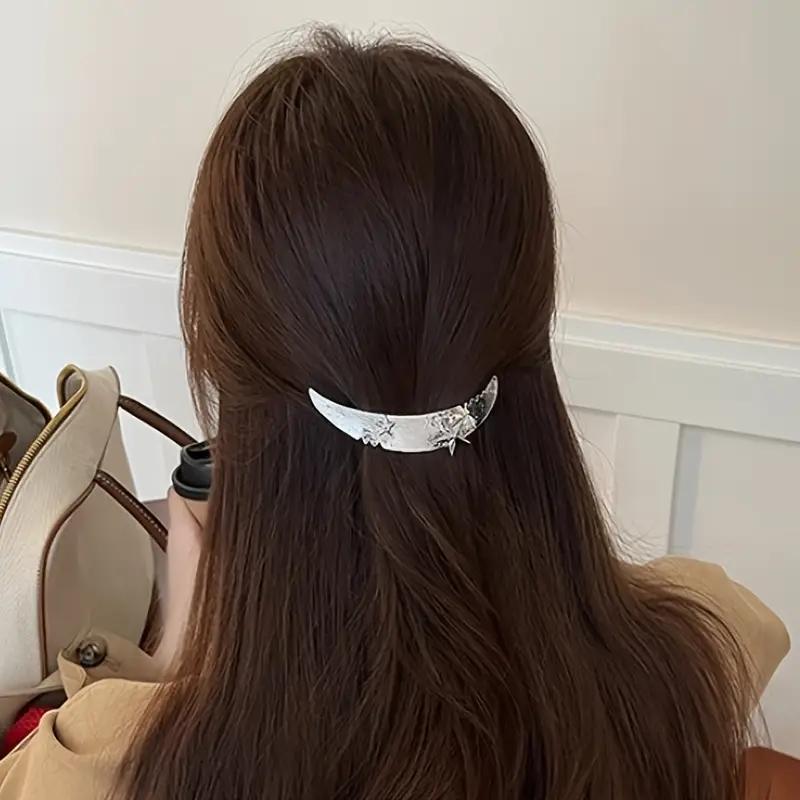 2pcs 1pc elegant moon star hair clips alloy spring clips for women one row half up hair clips high ponytail clips   mother s day ramadan easter and school reunion gifts anime style solid color 14 Product details 1