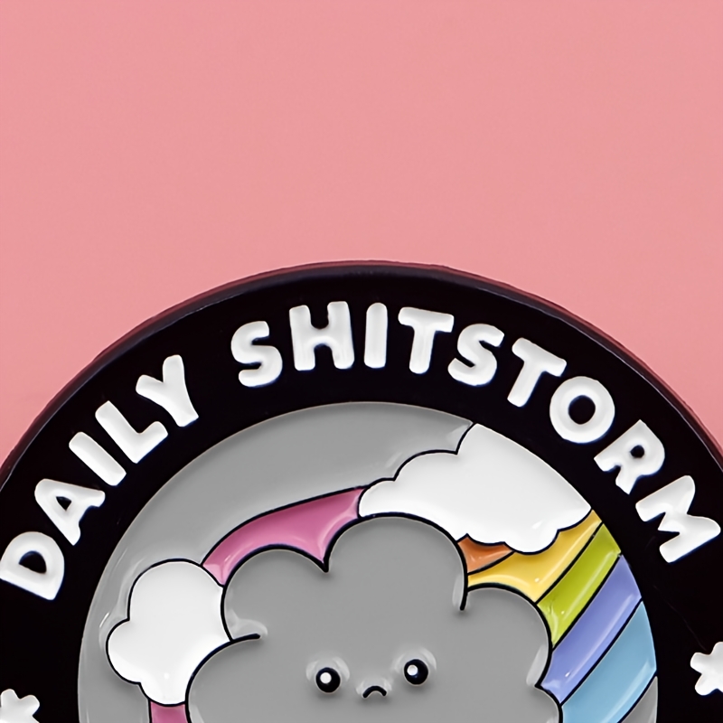 

1pc Daily Shitstorm Club Enamel Pin, Alloy Cartoon Rainbow Lapel Brooch For Backpacks And Clothing Accessories