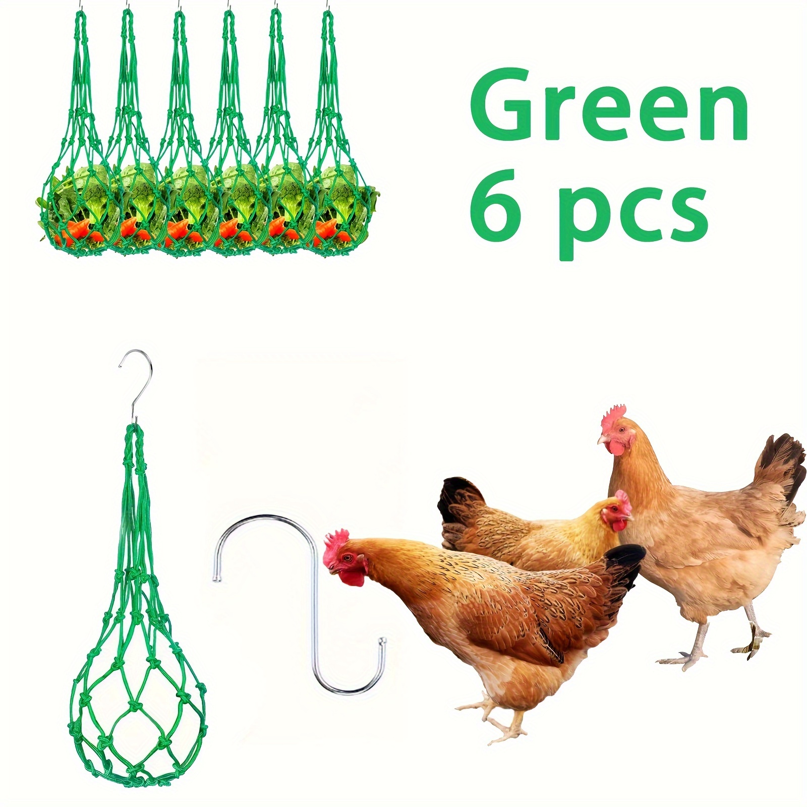 Chicken Vegetable Hanging Feeder Net Hooks Poultry Fruit - Temu