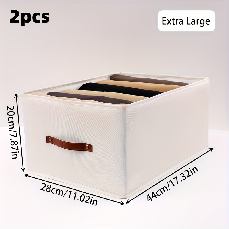 TEMU 2 Modern Oxford Fabric Storage Boxes With Upgraded Synthetic Leather Handles, Rectangular And Multifunctional, Ideal For Organizing Seasonal
