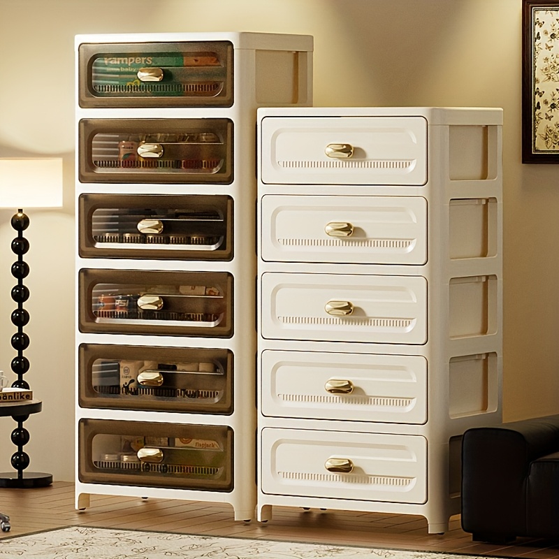 compact multi drawer  e cabinet white plastic organizer with golden handles for underwear socks and accessories ideal for bedroom living room or study cabinet  