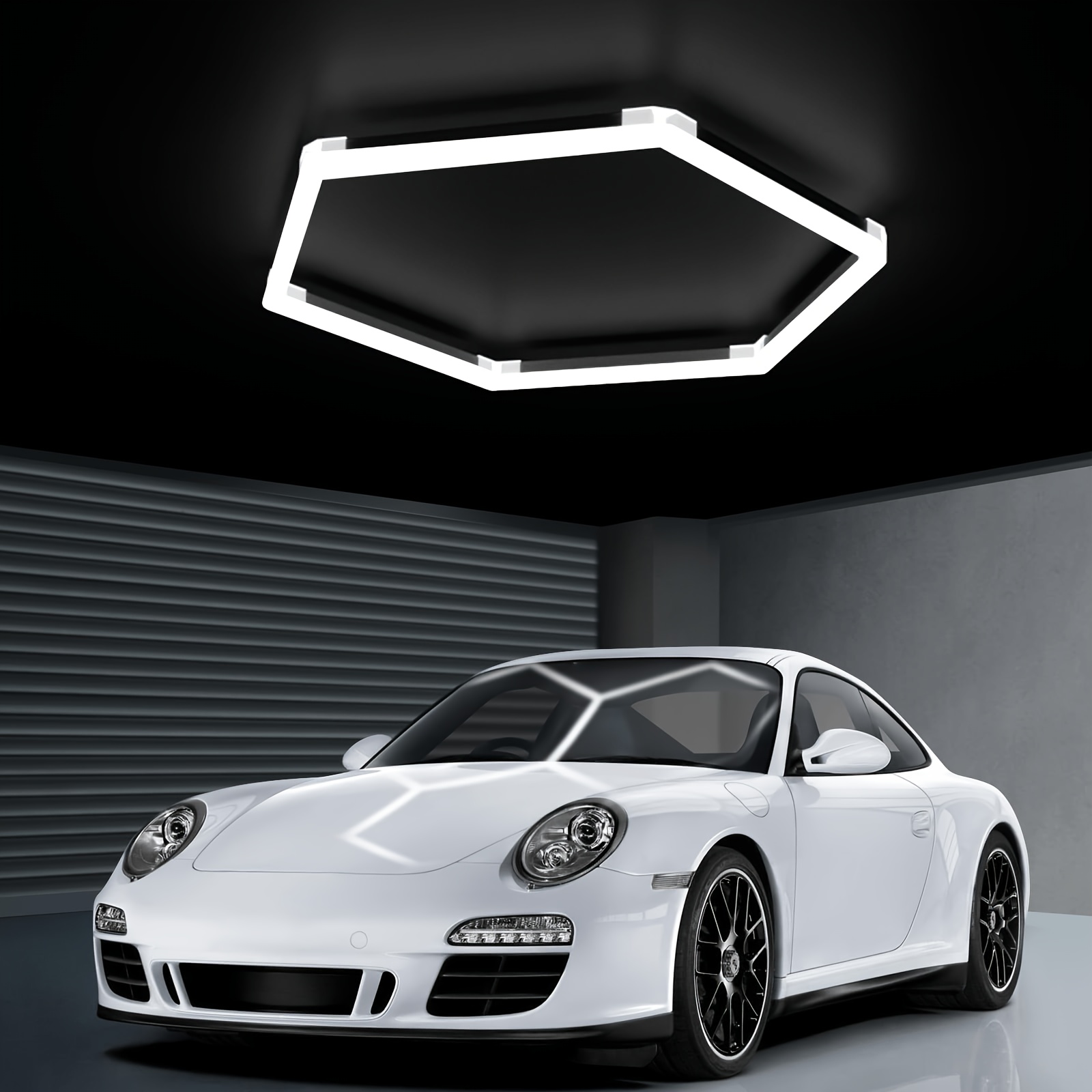 TEMU Luci esagonali per garage a 1 fai da te, luce LED esagonale a d'ape 6500K ultra luminosa, installazione facile, design durevole per garage, ,