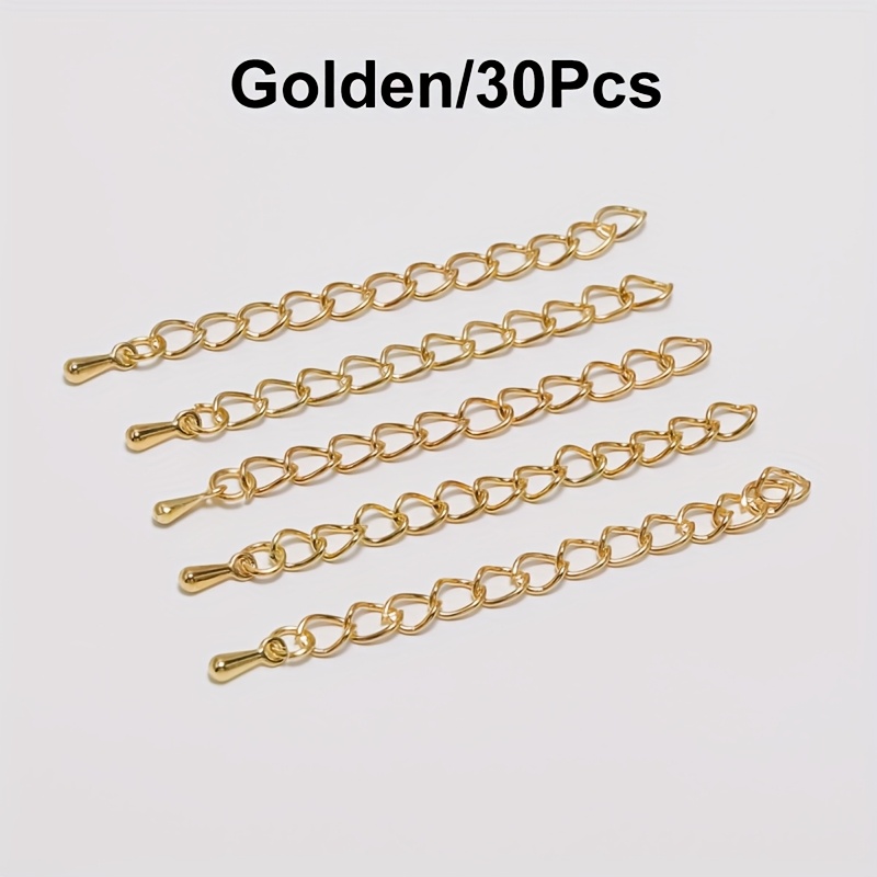 30pcs/pack Water Drop Extension Chain Tail Chain With Water Drop Pendant Jewelry Additions Necklace Bracelet Making Additions