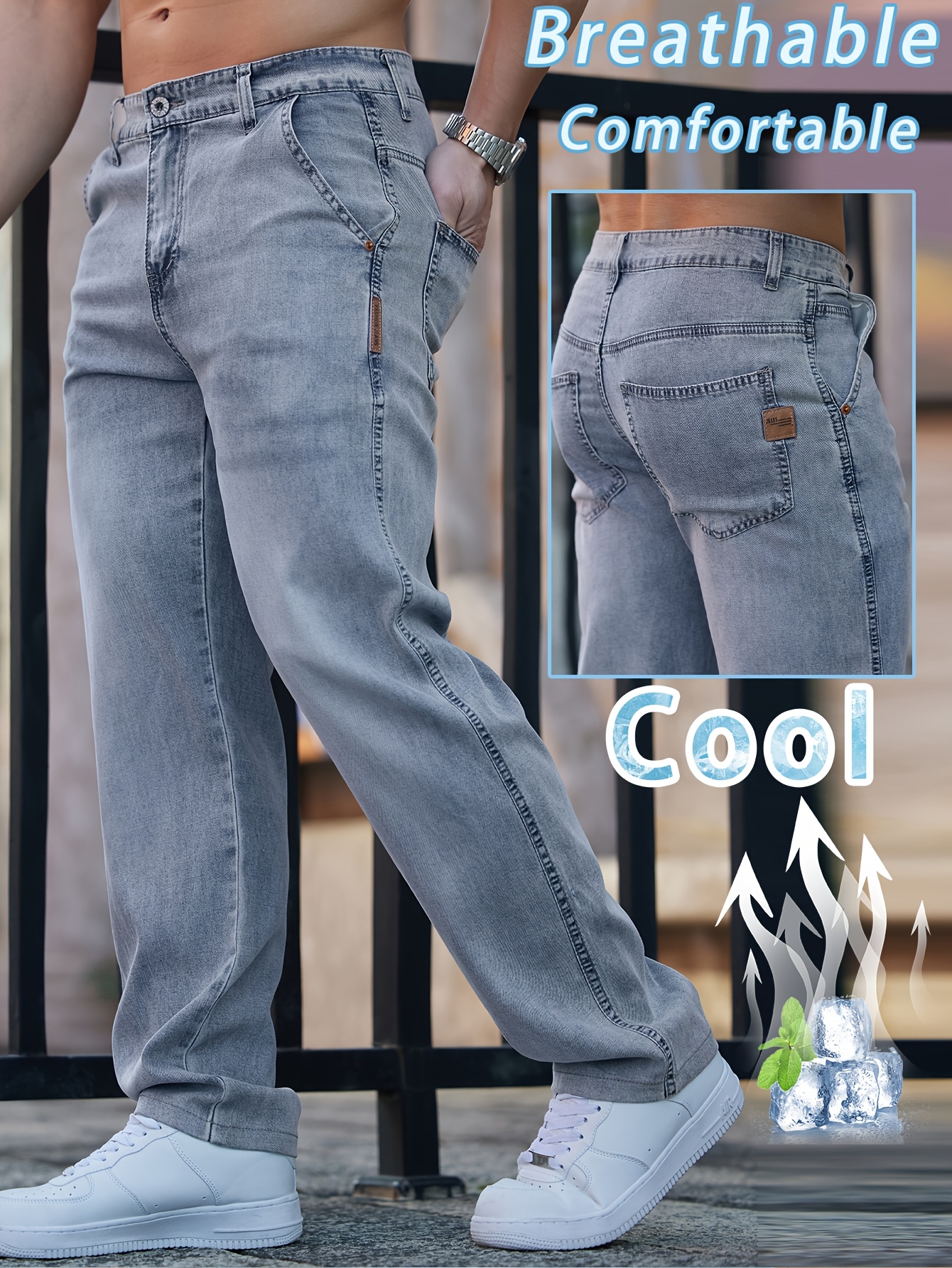 2025 Spring/Summer New Embroidered Men'S Straight Pants, Stylish Streetwear Versatile Cool Trendy Men'S Faux Denim