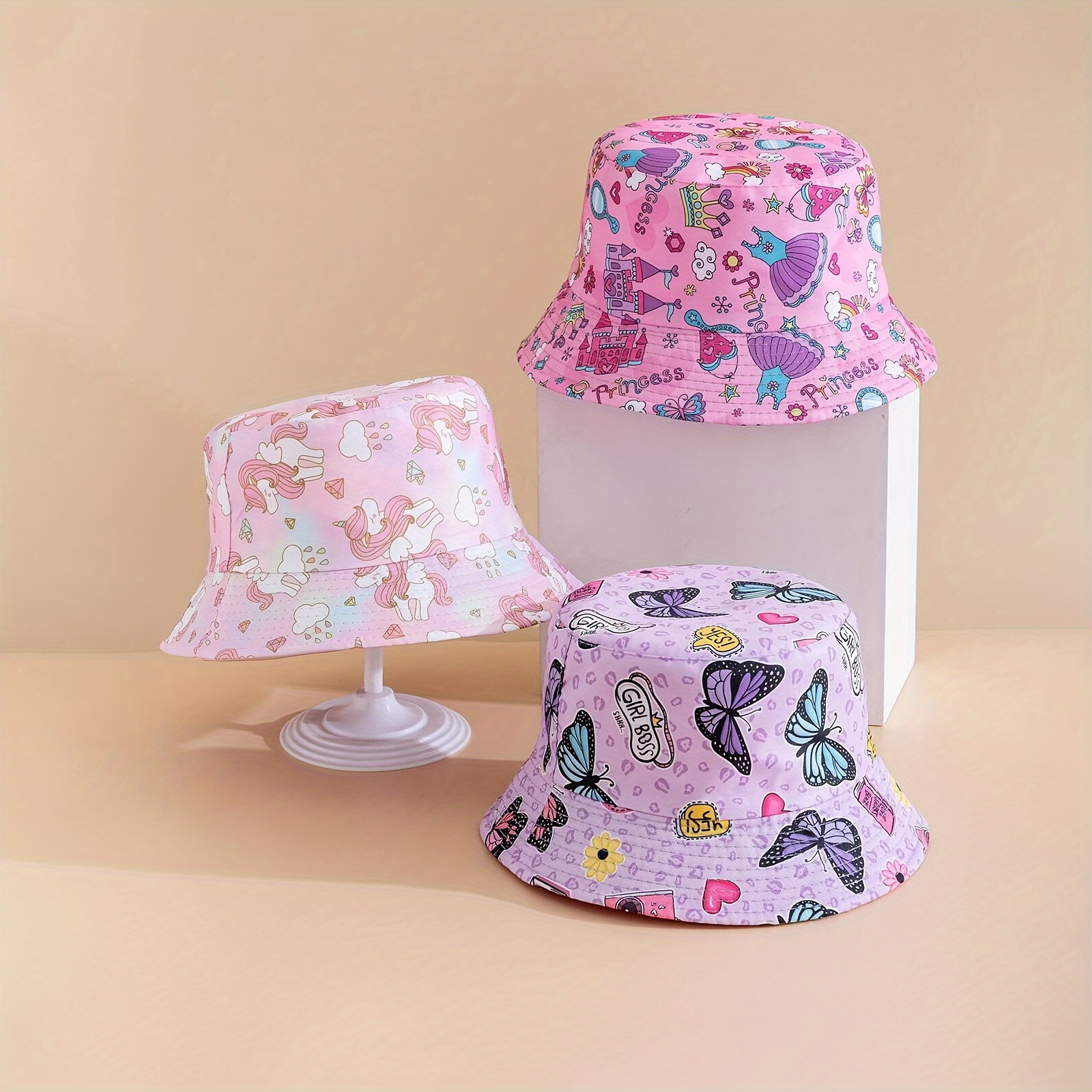 

1pc Children's Unicorn Print Bucket Hat, Suitable For Daily Travel