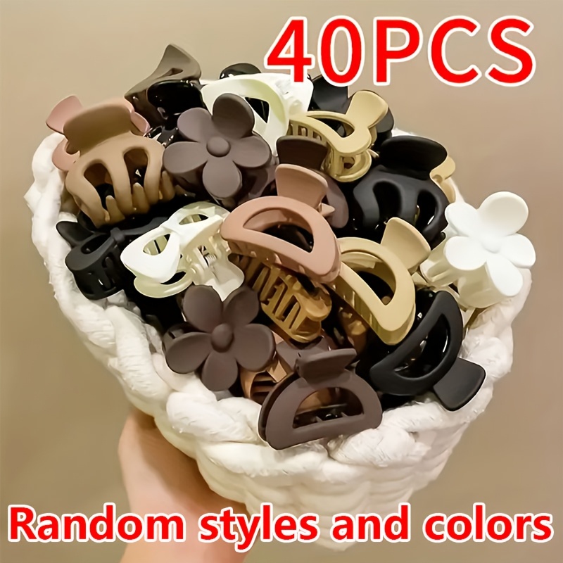TEMU 40 Random Styles And Random Colors Women's Mixed Color Small Hair Claws, Easy And , Suitable For All Kinds Of Hairstyles And Outfits. Hawaiian