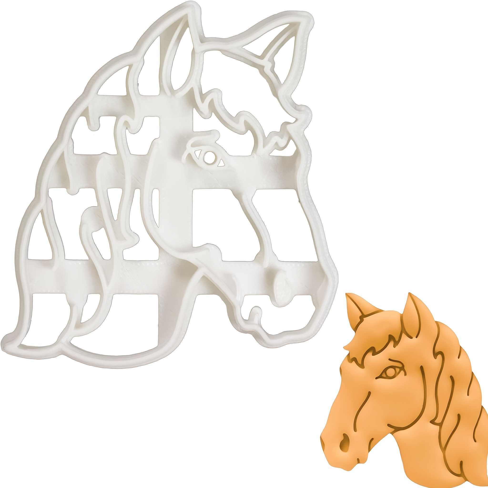 Image of 1pc Horse Head Cookie Cutter - Plastic Horse-shaped Fondant & Cookie Cutter Head, Suitable For Animal Baking, Cake Decorating For Horse-themed Parties, Cakes, Diy Baking Supplies For