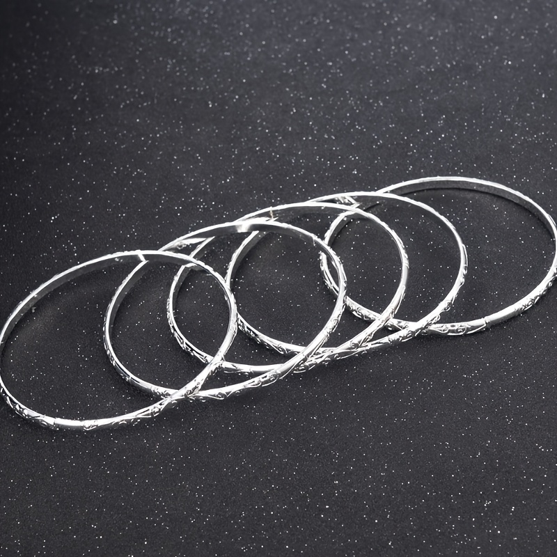 5pcs Unisex Stainless Steel Bangle Set, Fashionable Gift