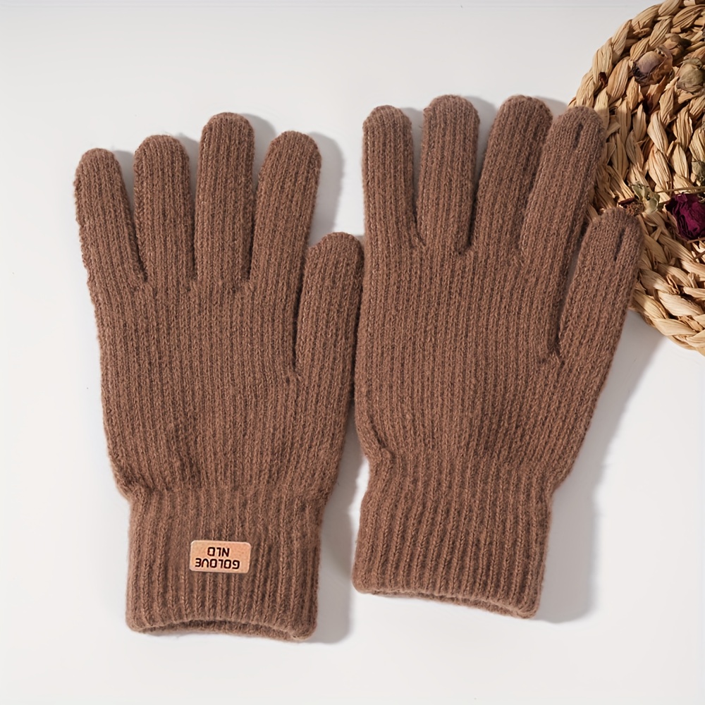 TEMU Guantes nuevos de invierno, de color liso, elásticos, compatibles con pantallas táctiles de smartphones, con , guantes cálidos de protección