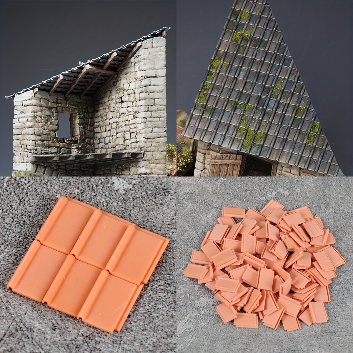 Scale Model Kit 1/32 1/35 Assembly Tile Roof Building Components