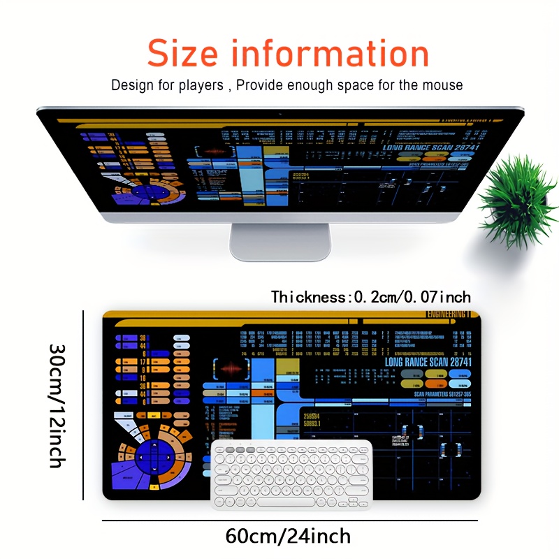 Control Console Large Gaming Mouse Pad Trekker Computer Hd Keyboard Pad Desk Mat Natural Rubber Non-slip Mousepad Office Table Additions For Work Gaming Office Home Gifts Size35x16in