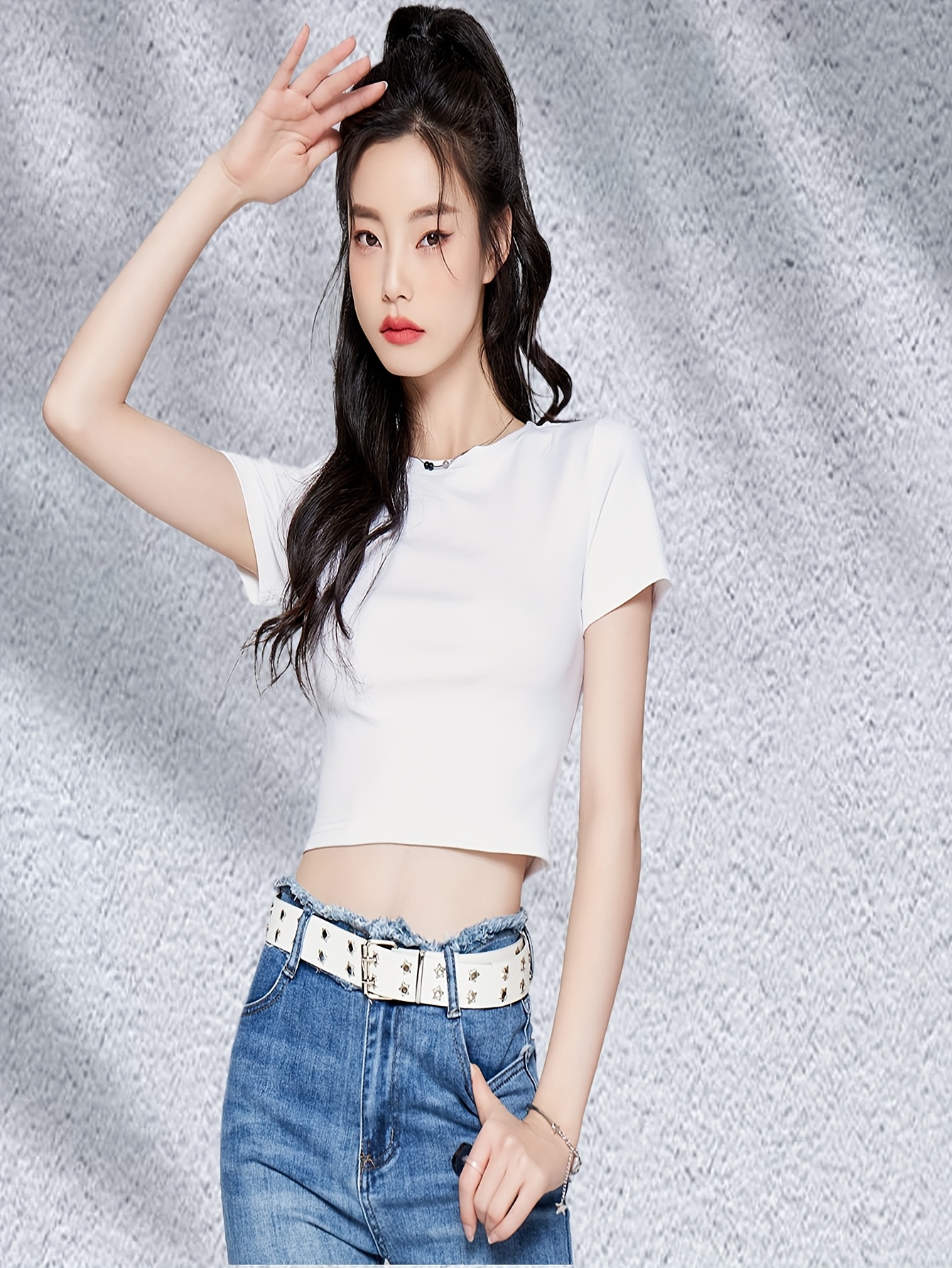 womens y2k high waisted crop top stretchy sexy belly Temu