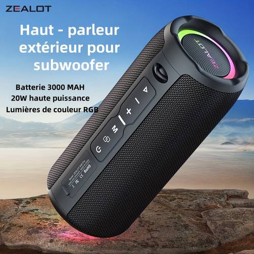 photo de l'article s49 -parleur fil 20w, subwoofer portable double haut-parleur, batterie 3000mah, avec lumière rgb, 5 niveaux, 8 heures de jeu stéréo, compatible avec téléphone/tablette/tv. en charge carte sd/usb/aux/ , appels