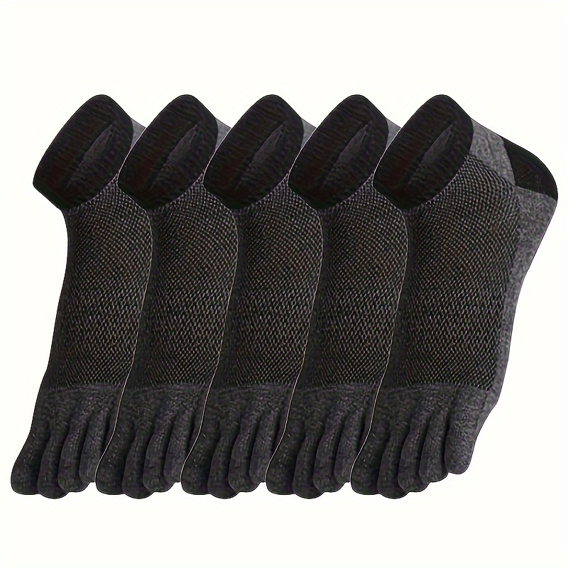 

5 Pairs Of Men's Solid Color Anti Odor & Sweat Absorption Split Toe Low Cut Socks, Comfy & Breathable Socks, For Daily & Outdoor Wearing, Spring And Summer