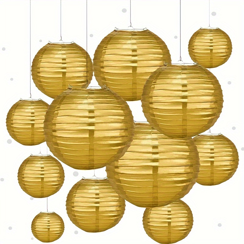 

12-pack Paper Lanterns Set, Easy-to-hang 6", 8", 10" Round Chinese Paper Lanterns For Bridal Showers, Anniversaries & Celebrations, Indoor/outdoor Decoration Without Electricity