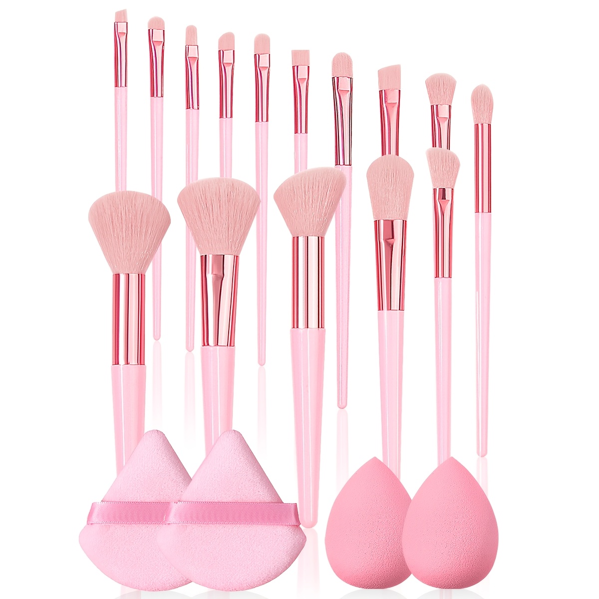 19pcs Professional Makeup Brush Set, Multi-functional Eye Brush Kit With High- Bristles, Including Setting Puff And Makeup Sponge