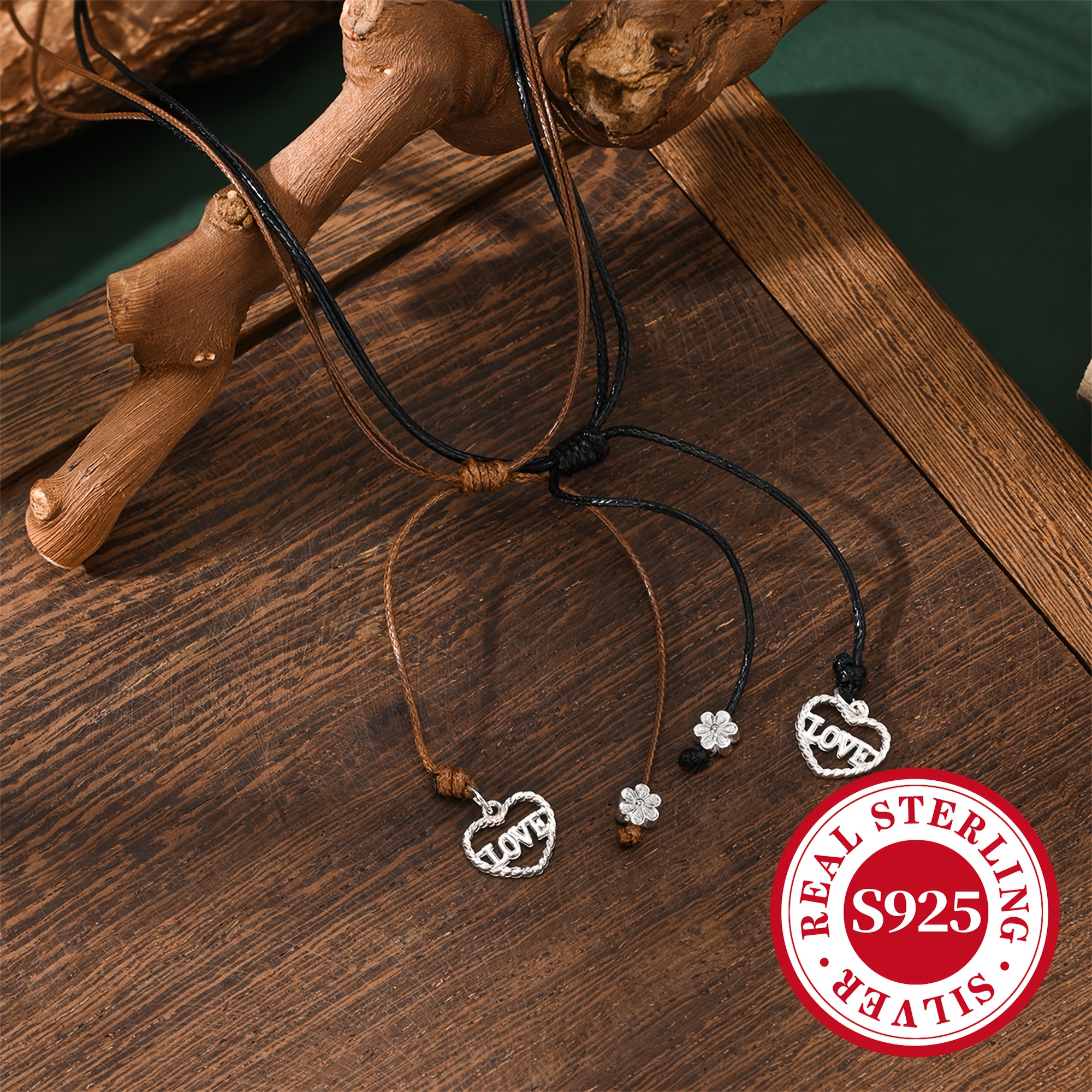 Unisex 925 Sterling Silver LOVE Braided Necklace — Versatile Gift