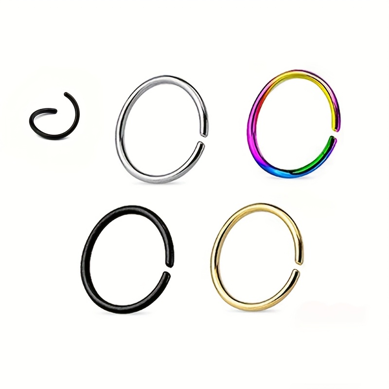 3-4pcs Stainless Steel Hoop Earrings & Nose Rings Set