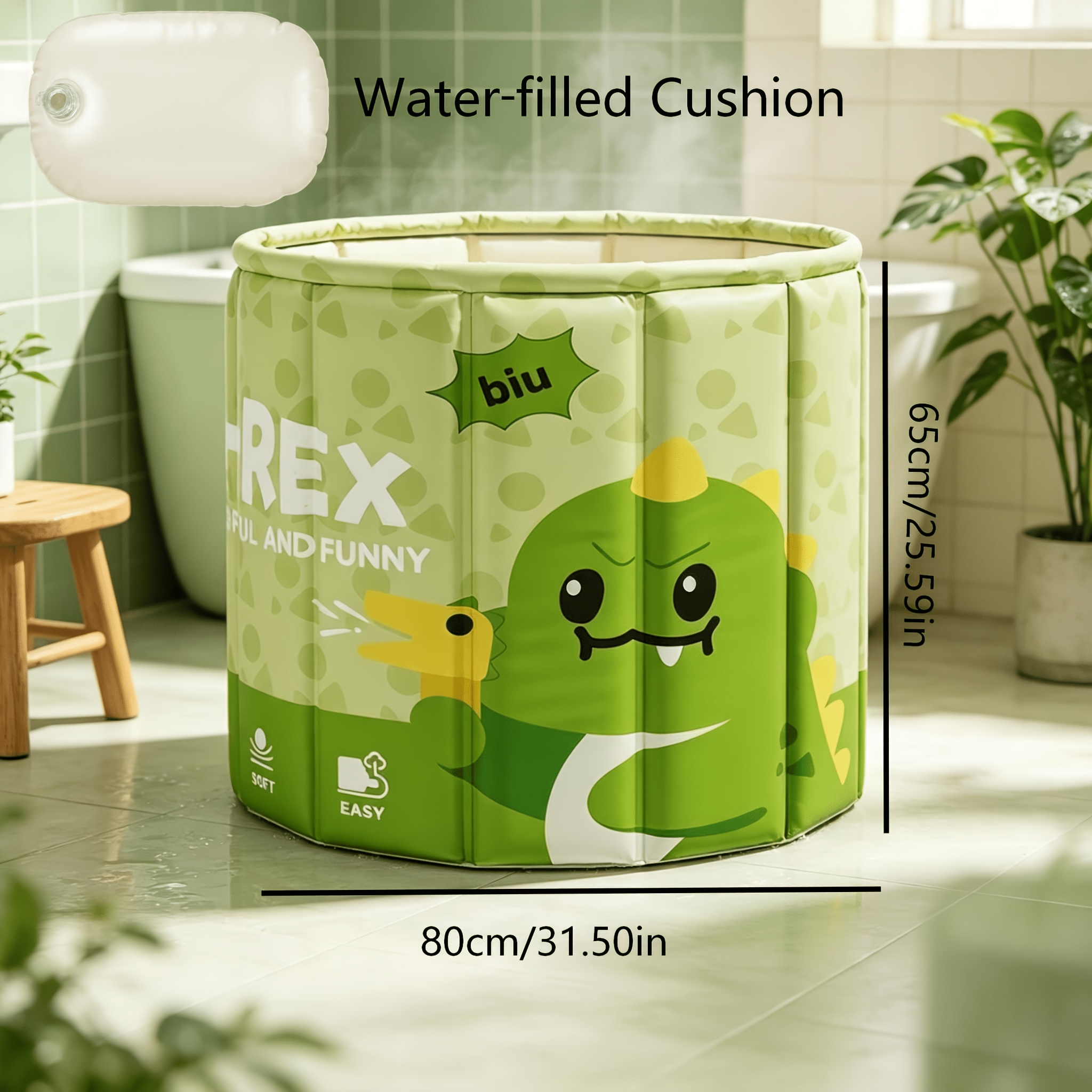 Foldable Thickened Dinosaur Pattern Soaking Bathtub