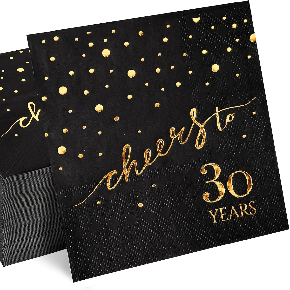 Image of 100 Pack Of 30or60th Birthday Napkins, Cheers To 60 5x5 Inches Party Paper Napkins For Birthday Decorations Wedding Anniversary Black And Golden, 3-ply