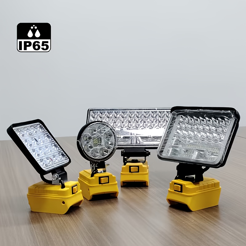 item picture cordless led work light for dewalt 20v battery 27w 2850 lm 48w 3800 lm 60w 4500 lm 90w 5400lumen led floodlight with 2 usb charging ports lithium battery light for outdoor camping work place emergency and   lighting without batteries