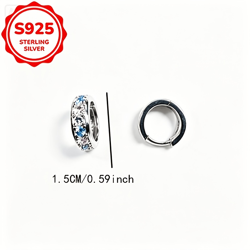 S925 Silver Rainbow Synthetic Zirconia Earrings, Colorful Design