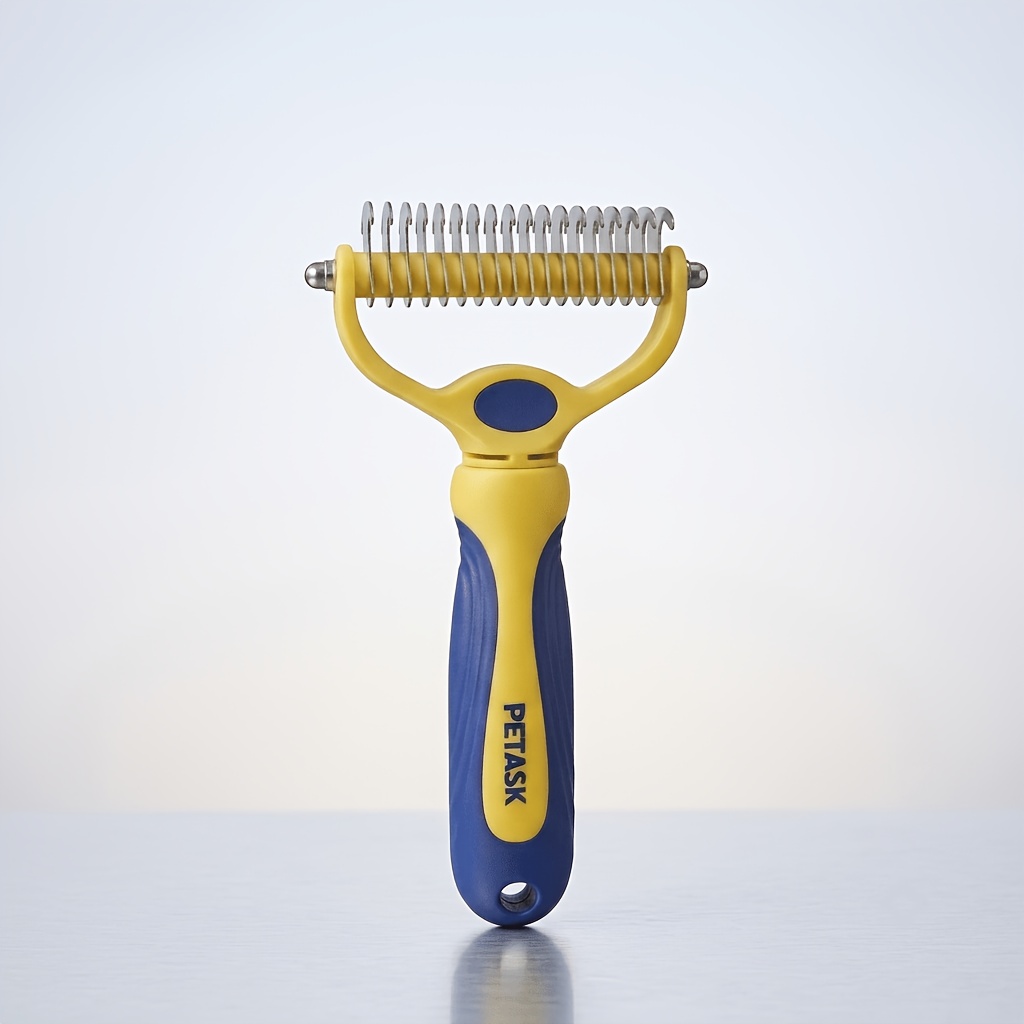 TEMU Pet Comb Detangling Grooming Comb Detangling Rake Double-sided Blade Multi-functional Grooming Hair Universal Remove Loose Hair Stainless Steel