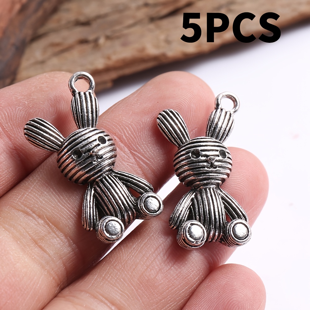 E-shop 5 Accessoires im Hasen-Design, Schmuckanhänger in Großpackung, geeignet für Halsketten, Armbänder, Ohrringe, Bastelarbeiten, handgefertigte