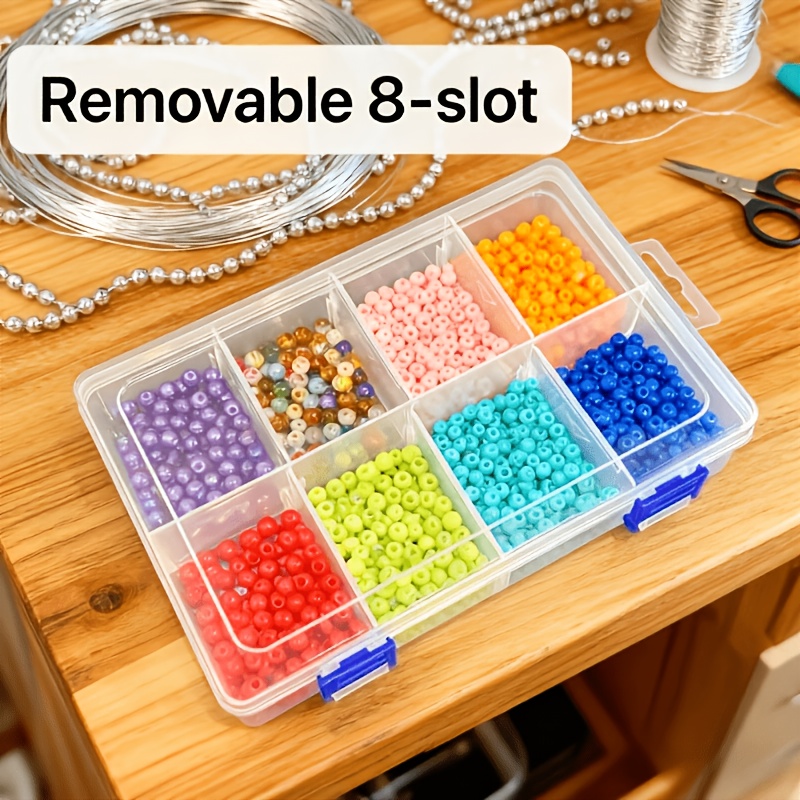 TEMU 8-grid Clear Plastic Storage Box With Lid And Dividers - Thickened Transparent Organizer Suitable For Workshop, Garage, Jewelry, Craft Supplies